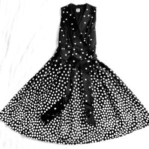 Anne Klein black + white polka dot fit + flare
